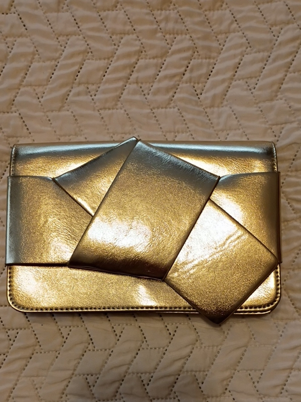 Gold Metallic Woven Detail Women’s Crossbody Bag